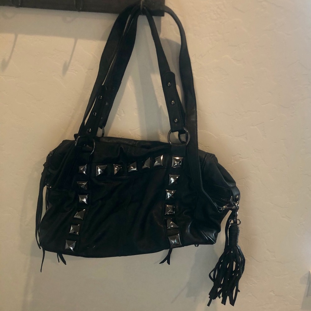 Black faux leather purse